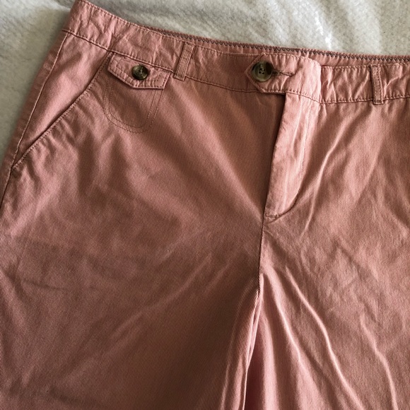 Dockers Bermuda Shorts Women’s 16 Golf Orange Seersucker Stripes Classic Modest - Picture 2 of 8